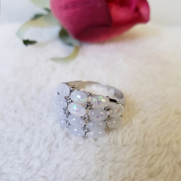 New lab created luxury Opal ring, Fire Opals, Opal jewelry - Picture 7 of 7